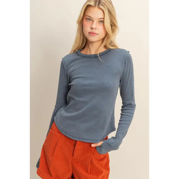 Mineral Wash Fitted Ribbed Top