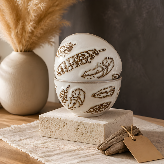 Mushroom and Feathers Bowl
