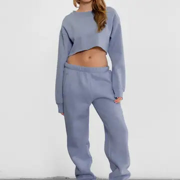 Dove Plush Fleece Lounge High Waist Sweatpants With Pocket