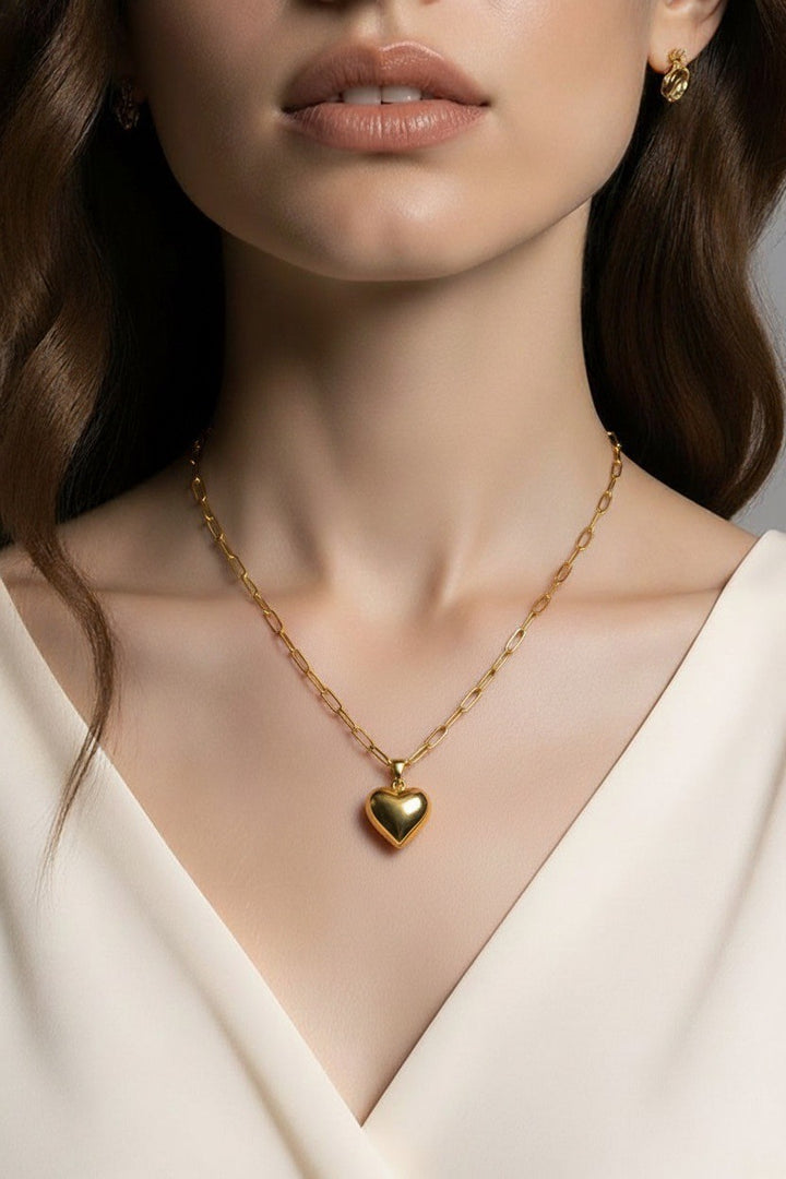 Bubble Heart Chain Necklace | Gold