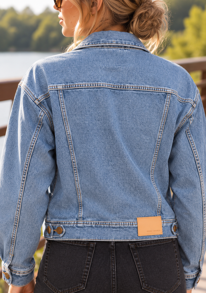 Crop Denim Jacket W/ Oversize Pockets