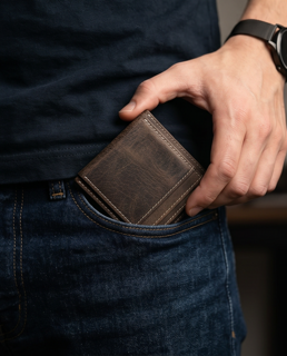 Buffalo Leather Front Pocket Wallet + Chip Reader Protection