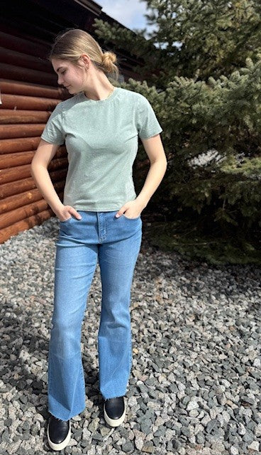 Mineral Washed Short Sleeve Crew Neck Top