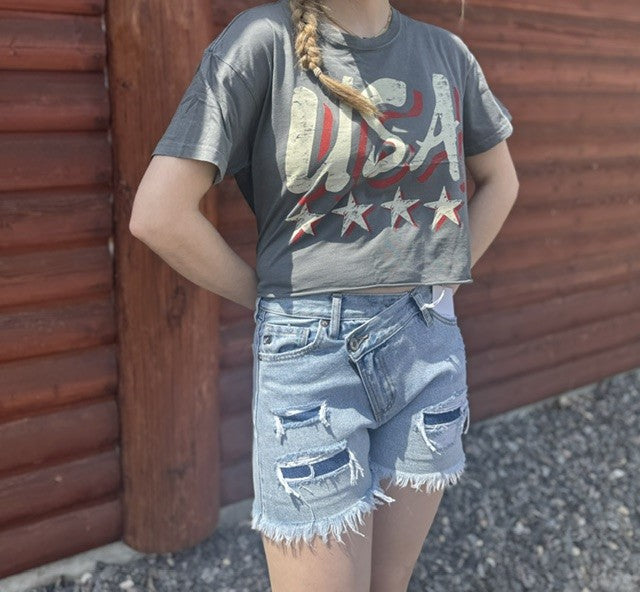 USA Vintage Relaxed Crop T-Shirt