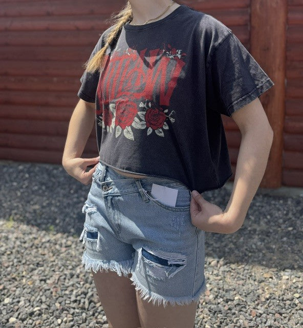 Outlaw Relaxed Cropped Acid Wash T-Shirt