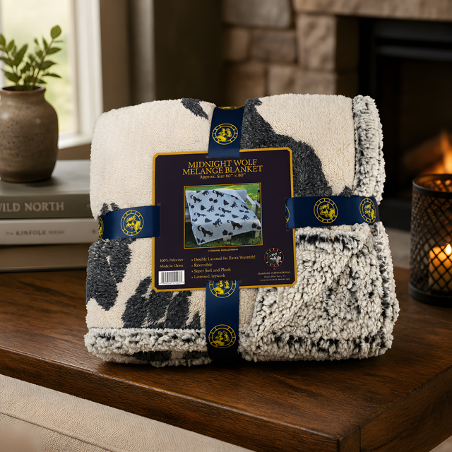 Midnight Wolf Melange Blanket