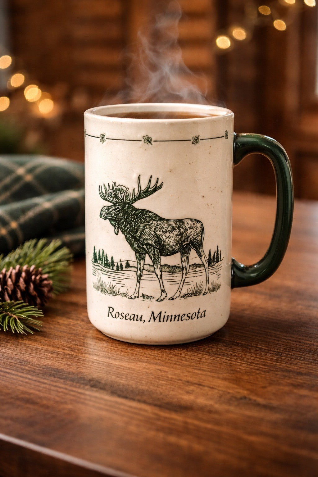 Hand Glazed Mug Roseau or Warroad, Minnesota