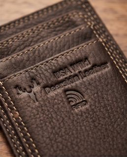 American Deerskin Front Pocket Wallet + Chip Reader Protection