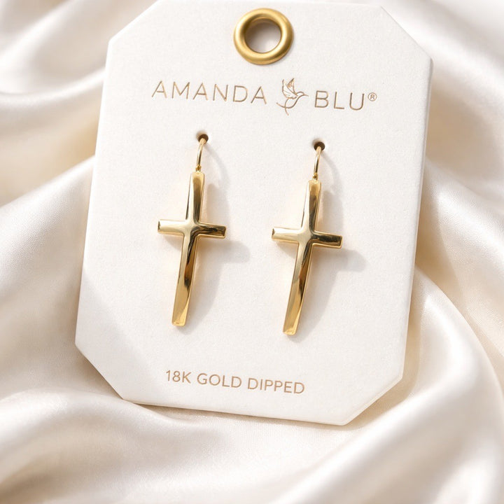 Maria Polished Cross Drops | Gold