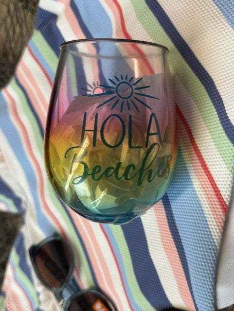 HOLA BEACHES WINE TUMBLER