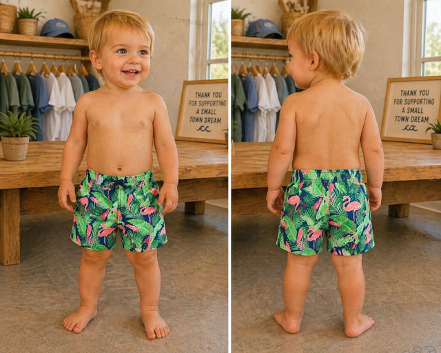 Flamingo Frenzy Swim Trunks