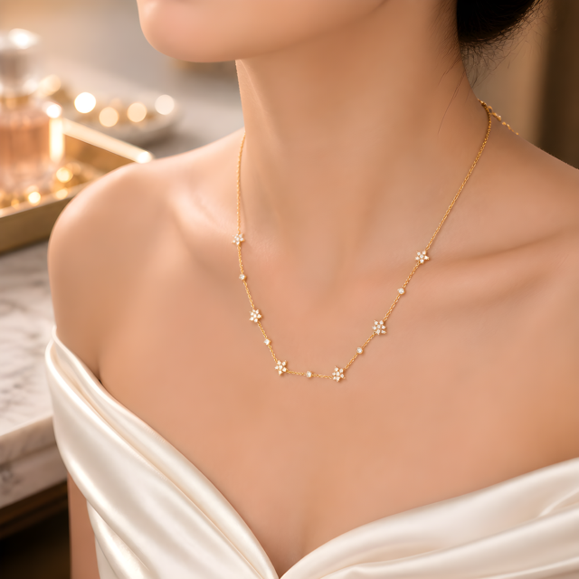 Jessica Crystal Flower Necklace