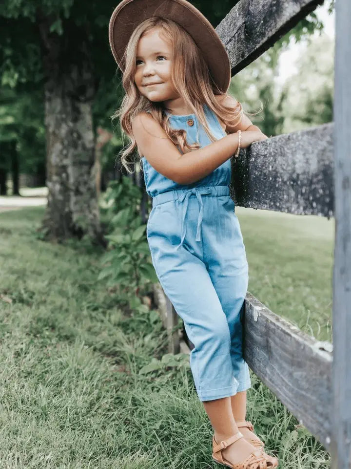 Ari Button Front Denim Jumpsuit