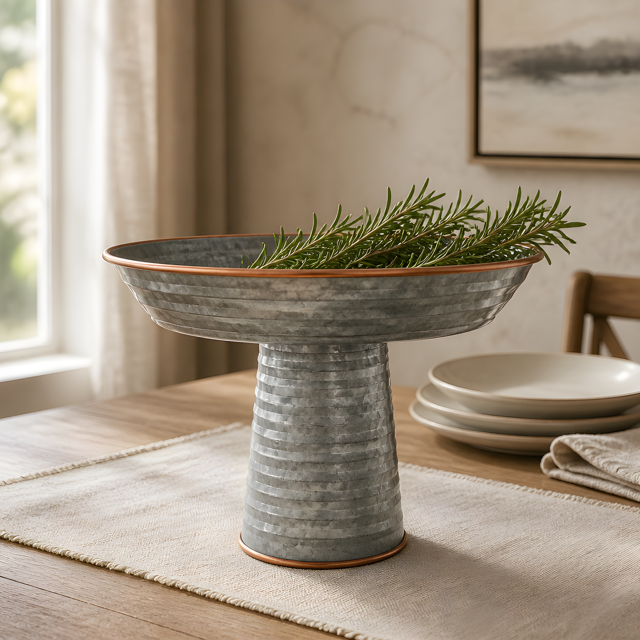 Galvanized Pedestal Bowl