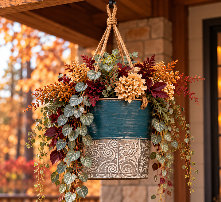 Painted Metal Hanging Planter
