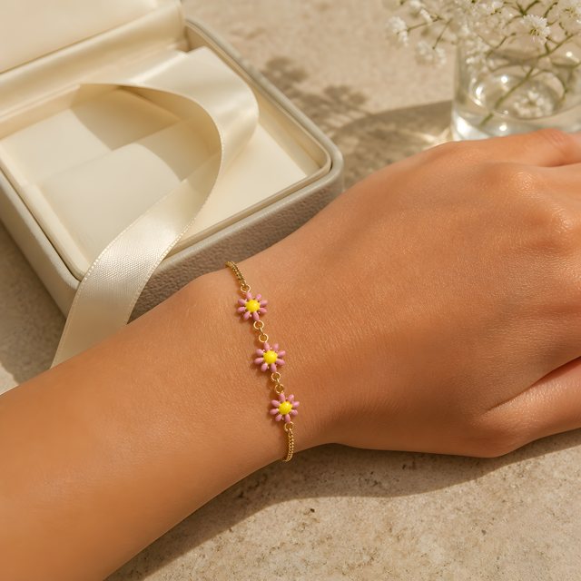Daisy Gold Slider Bracelet