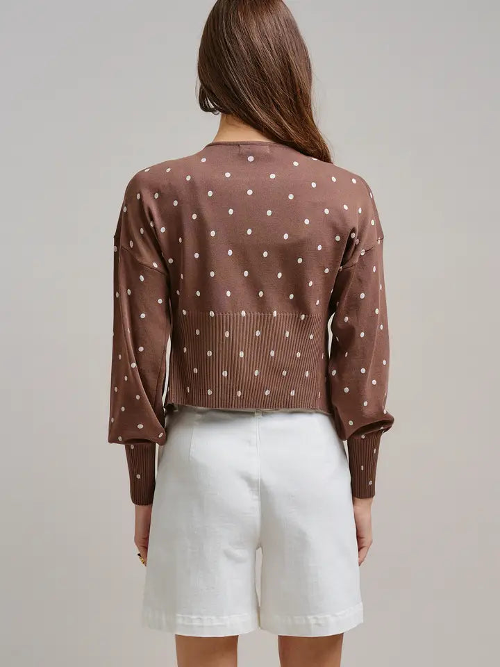Polka Dot Button-Front Cardigan