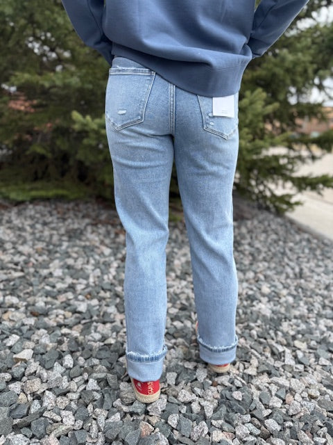 High Rise Straight light wash jeans