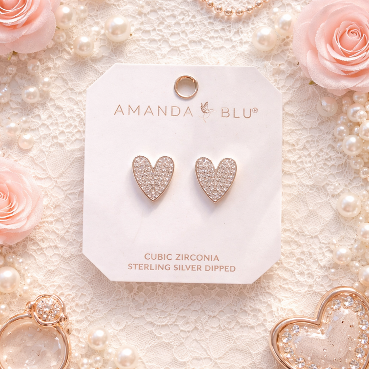 Oblong Heart Earrings | Silver Ice Blu