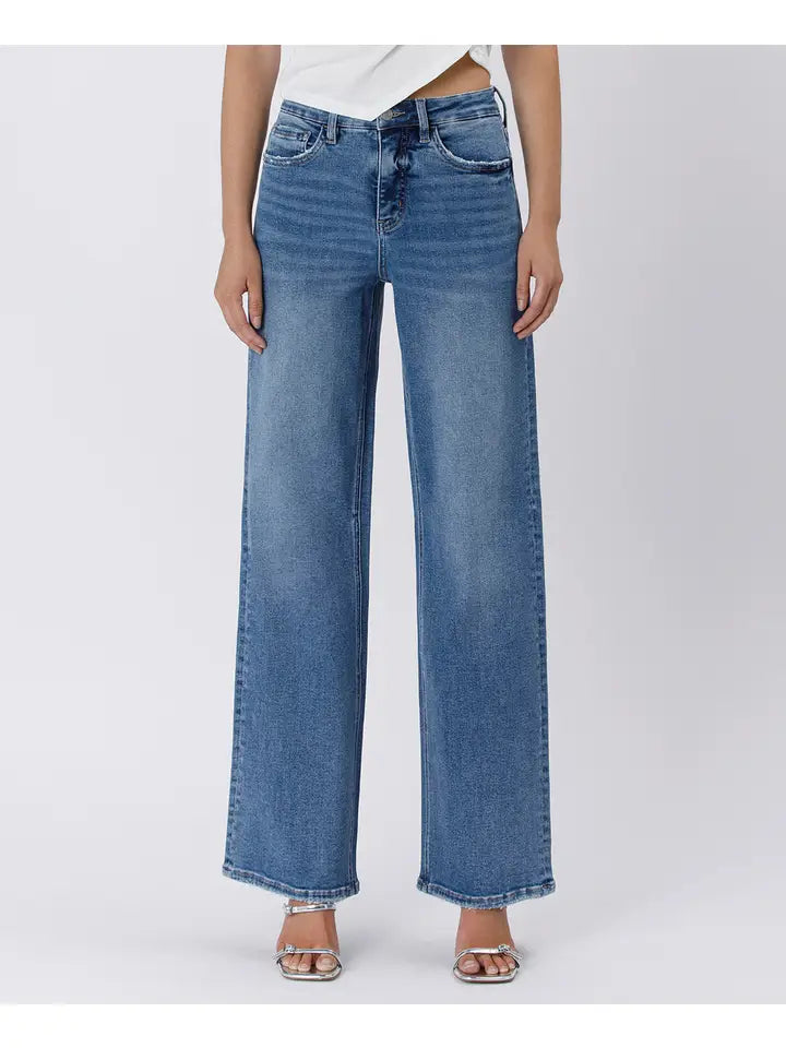 Tummy Control Super High Rise Baggy Wide Jeans