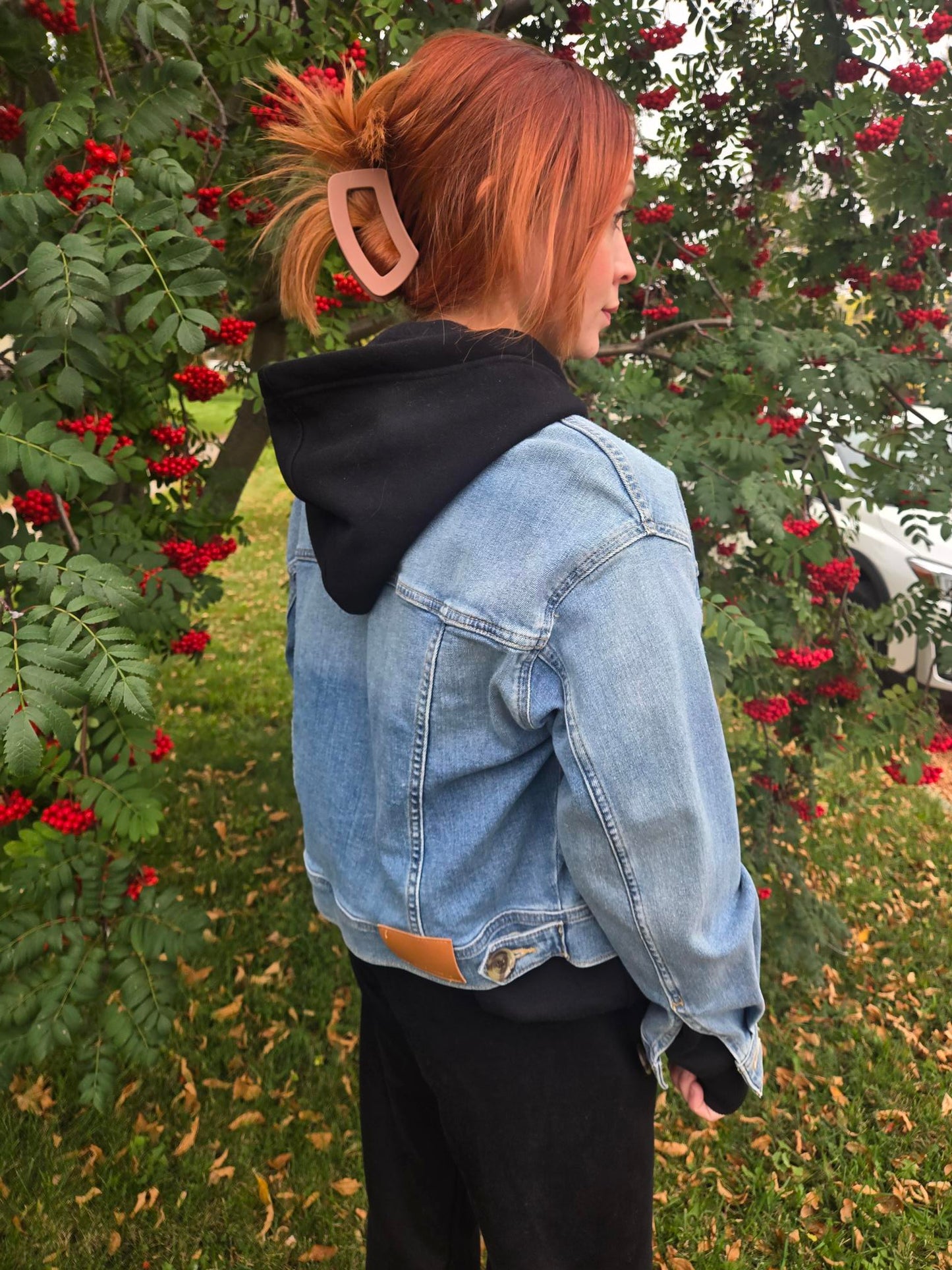 Crop Denim Jacket W/ Oversize Pockets