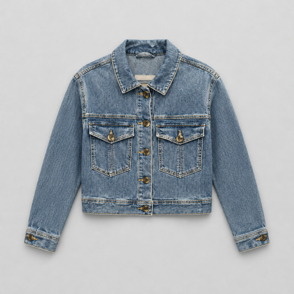 Crop Denim Jacket W/ Oversize Pockets