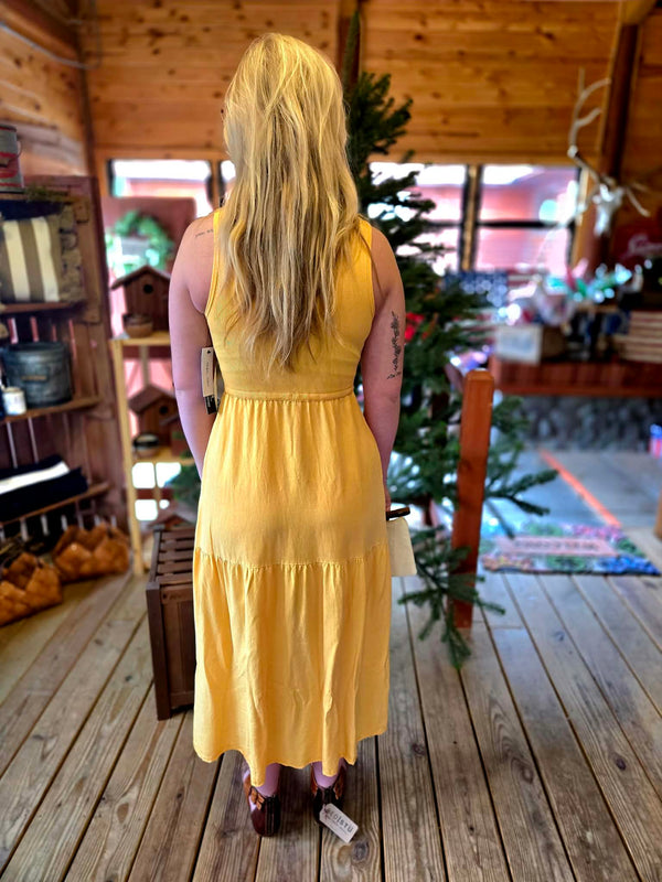 Mixed Media Sleeveless Maxi Dress