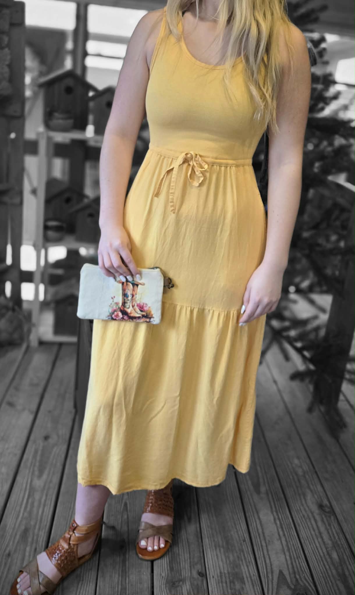 Cotton & Leather Wristlet