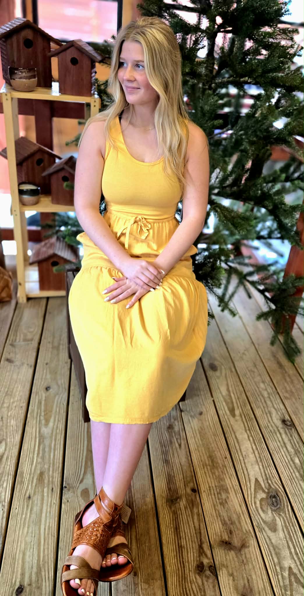 Mixed Media Sleeveless Maxi Dress