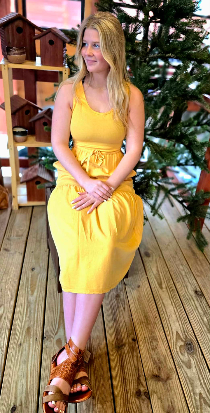 Mixed Media Sleeveless Maxi Dress