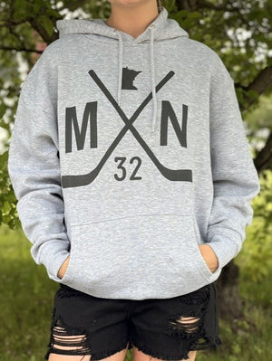 Double Hockey Sticks Unisex Hoodie - Heather Grey