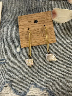 Dangle Stem and Stone Earring