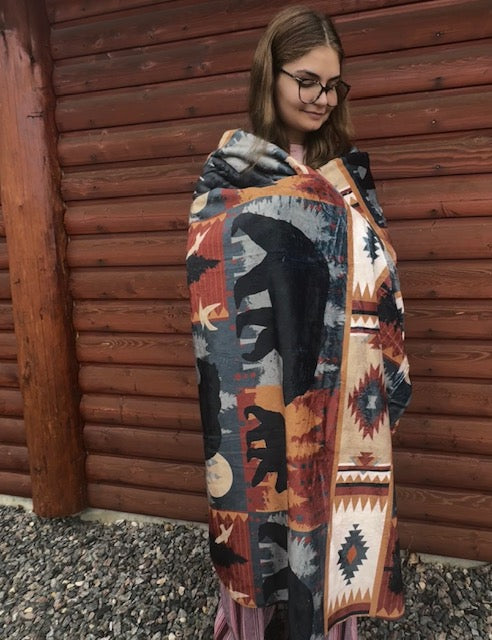 Black Bear Sherpa Blanket