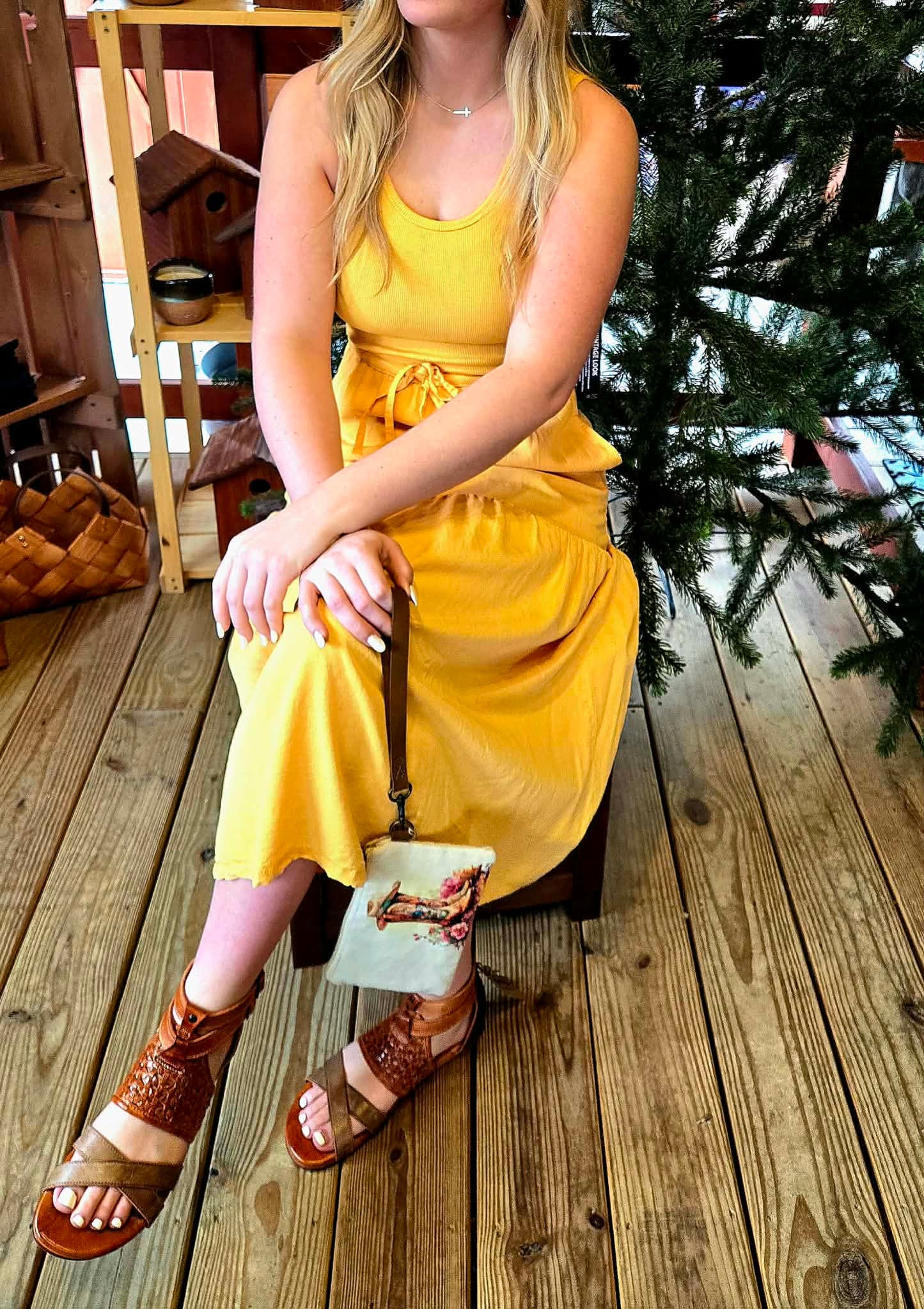 Mixed Media Sleeveless Maxi Dress