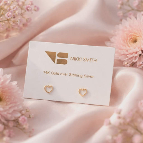 Mini Heart Stud Earrings | Gold