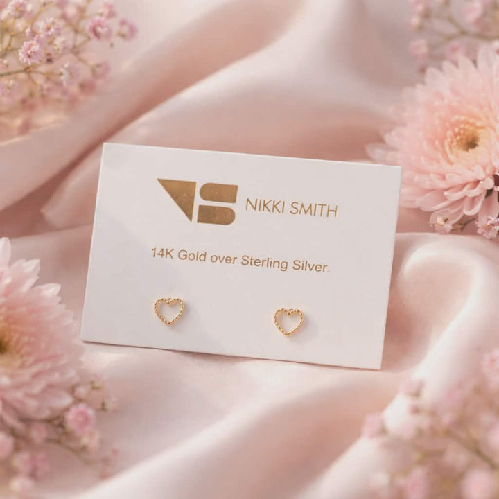 Mini Heart Stud Earrings | Gold
