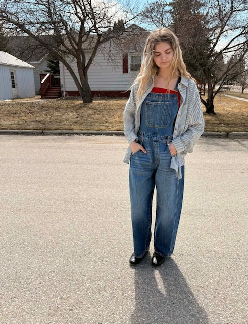 Oversized Striped Button-up Shirt