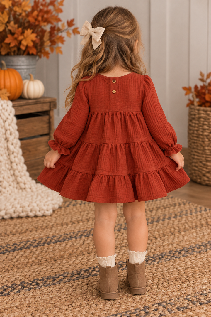 Girls Dotted Rib Organic Cotton Dress | Toddler