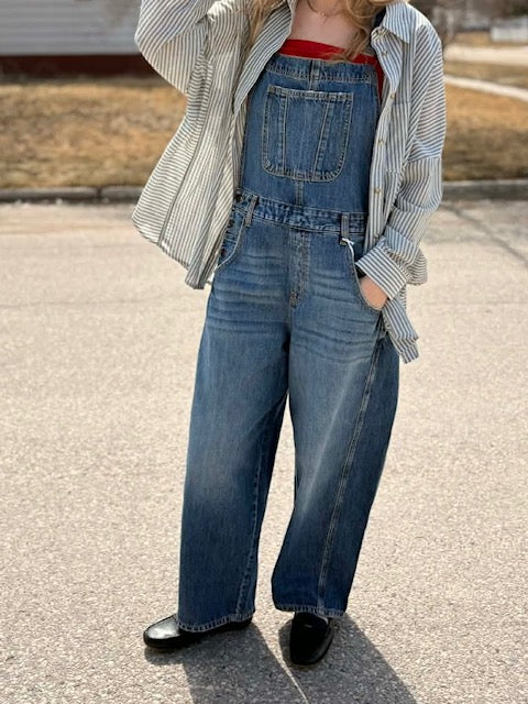 Oversized Striped Button-up Shirt