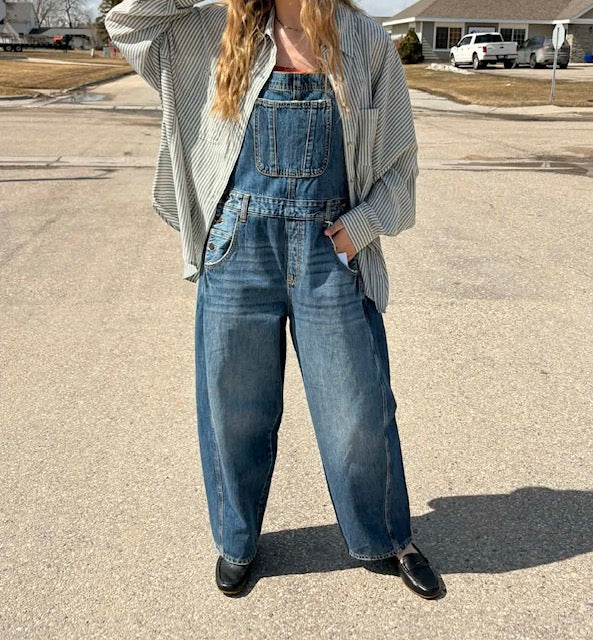 Oversized Striped Button-up Shirt