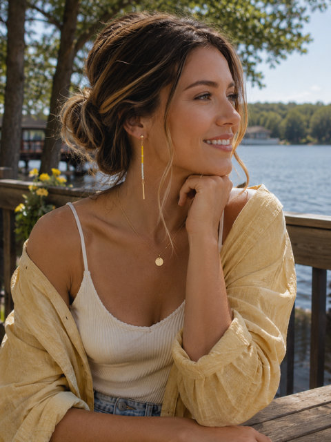Honey & Teal Drop Earrings