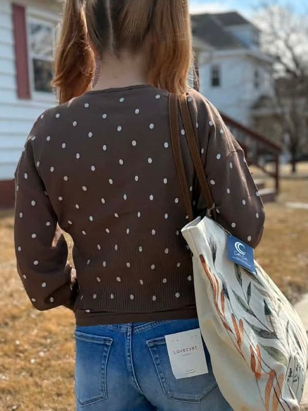Polka Dot Button-Front Cardigan