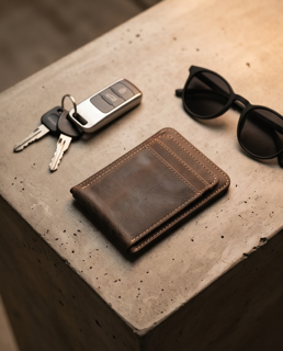 Buffalo Leather Front Pocket Wallet + Chip Reader Protection