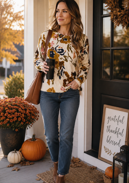 Stellar | Printed Cabel Cotton Crew Neck Sweater