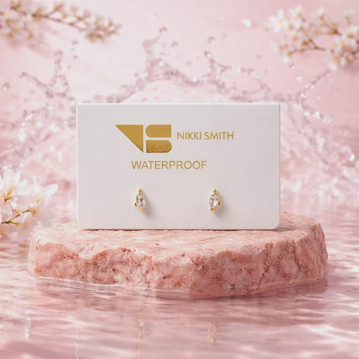 Flat Back Marquise Studs | Gold