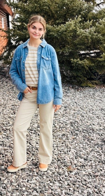 Classic Denim Shirt W/Roll Up Sleeves