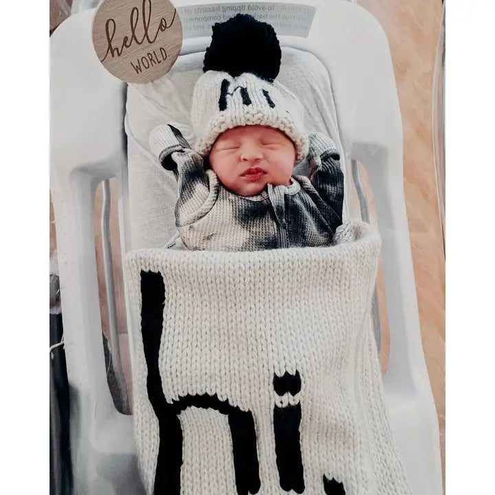 hi. Hand Knit Beanie/Blanket