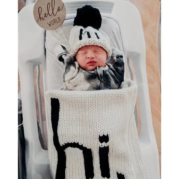 hi. Hand Knit Beanie/Blanket