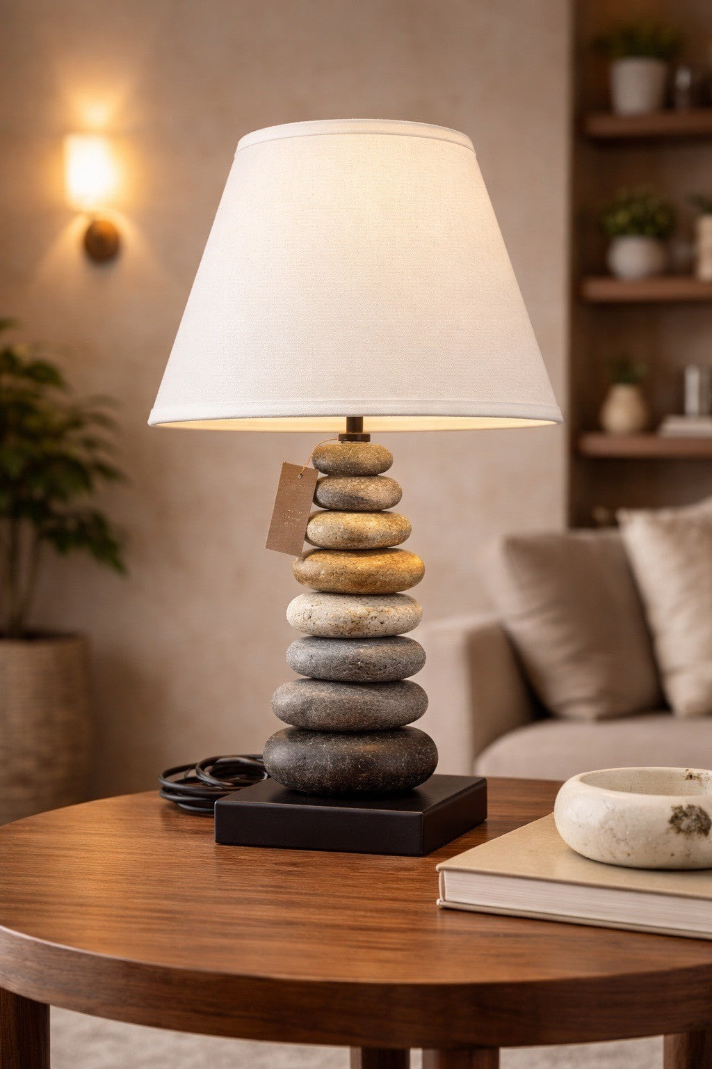 STONE CAIRN LAMP | Natural | 18.5"