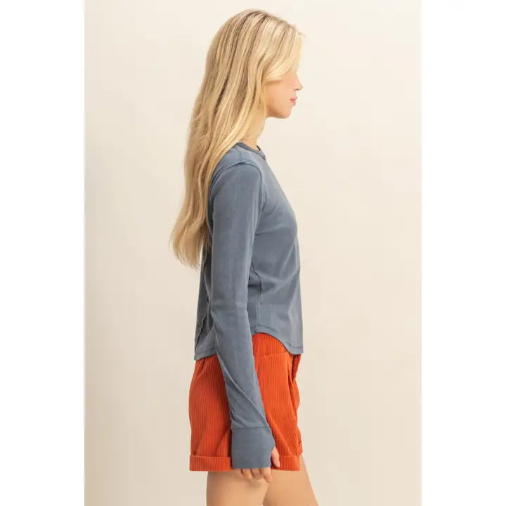 Mineral Wash Fitted Ribbed Top